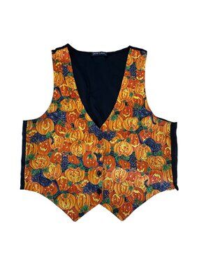 1990's Halloween Jack O' Lantern Novelty Whimsical Vest Size Medium
